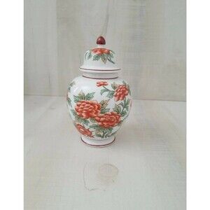 Vintage ANDREA BY SADEK Japan #5524 Peonies 6" Ceramic Ginger Jar Vase